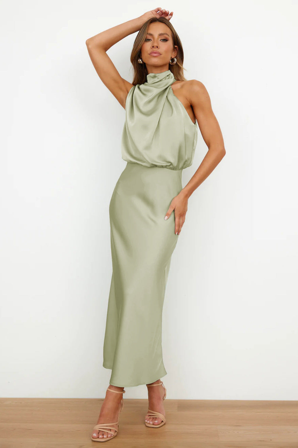 Camila - Elegant Halter Midi Dress