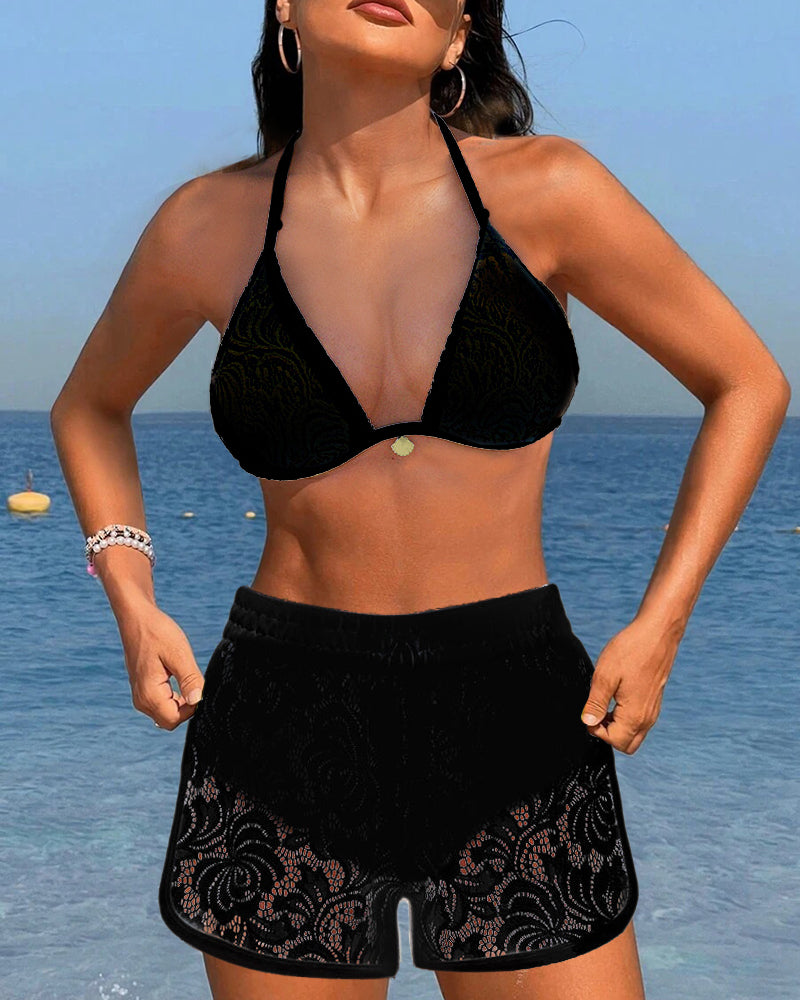 Roberta - Classic Lace Bikini Skirt Set