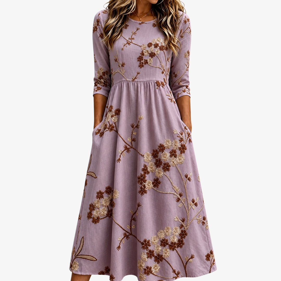 June - Classic Floral Midi Dress
