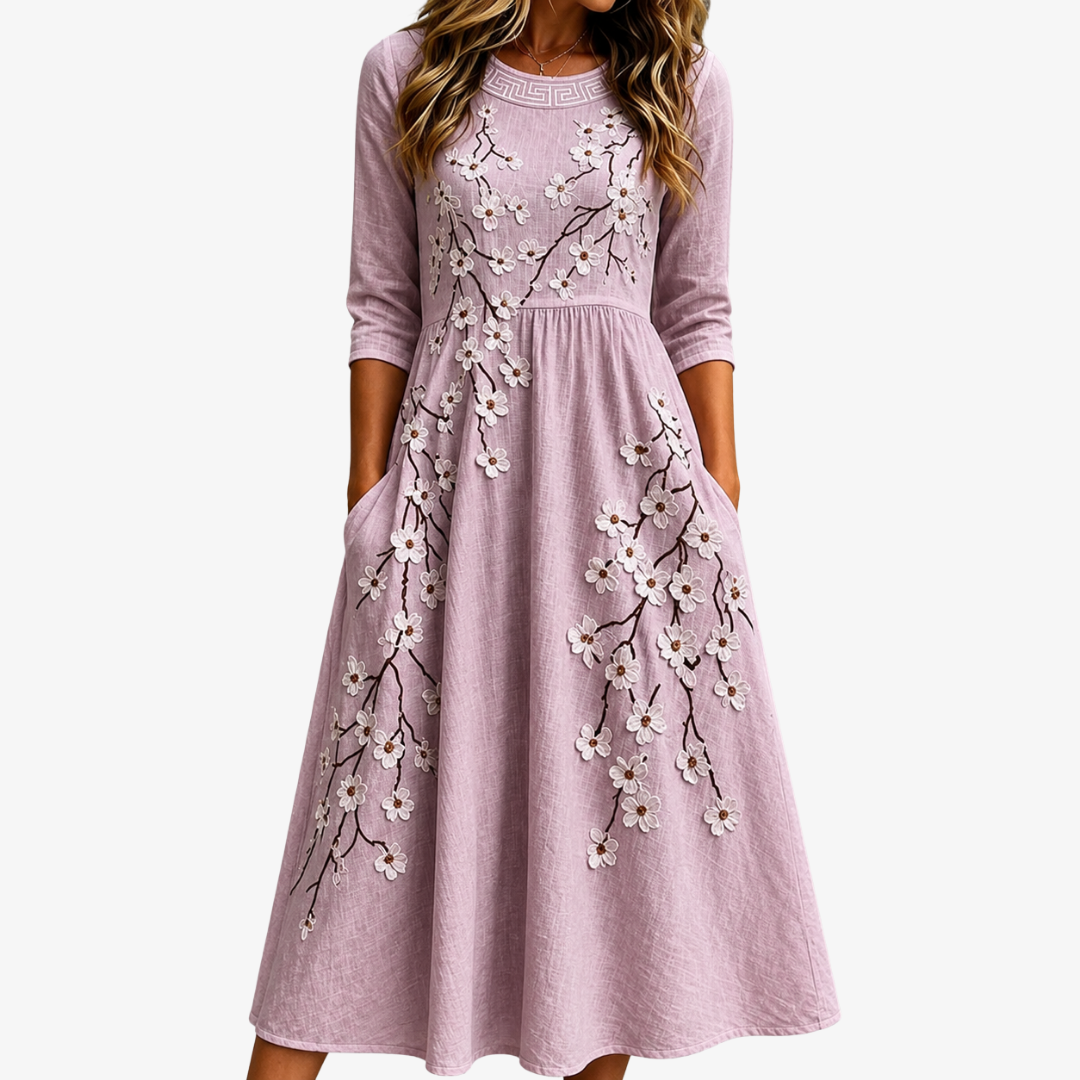 Wilma - Cherry Blossom Midi Dress