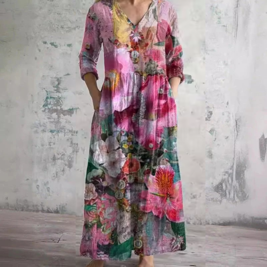 Elaine - Vibrant Floral Maxi Dress