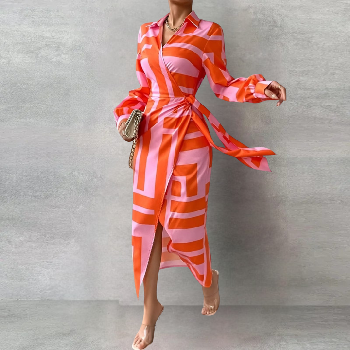 Sienna - Geometric Wrap Midi Dress