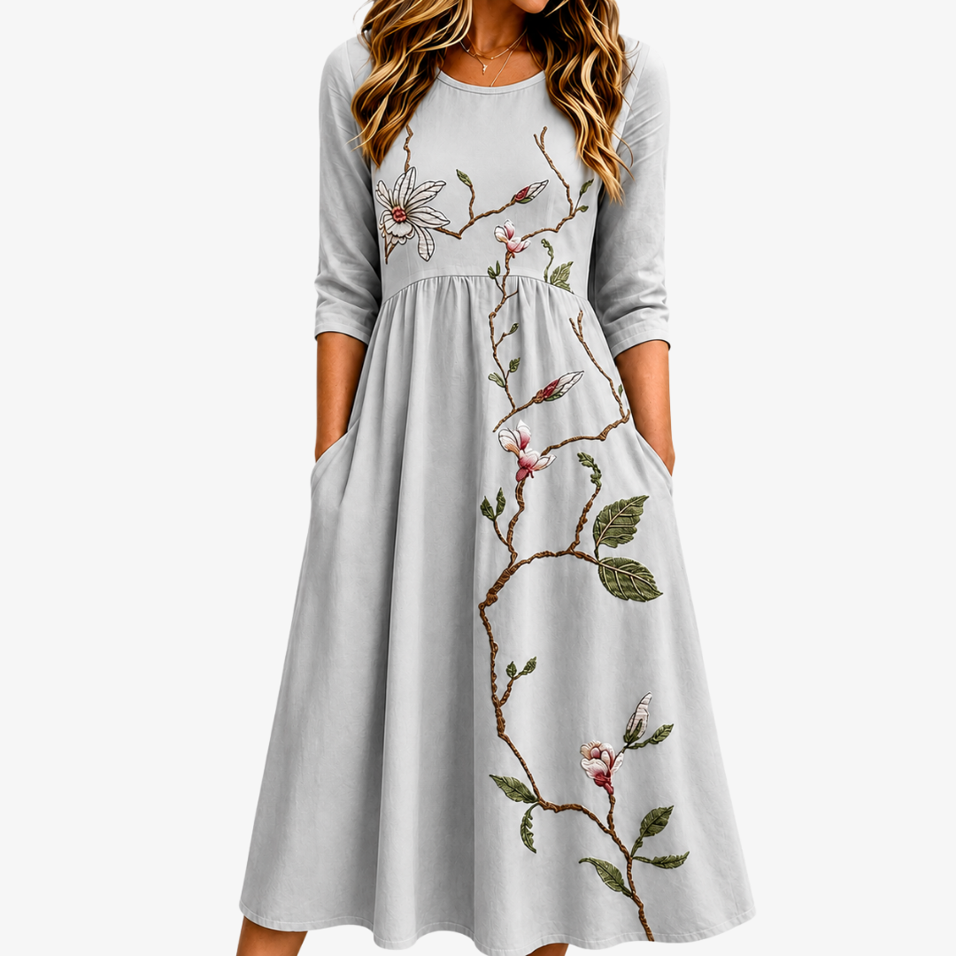 Yvonne - Elegant Floral Midi Dress