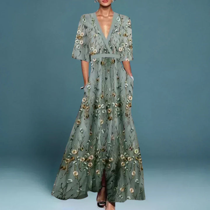 Eliana - Floral V Neck Maxi Dress