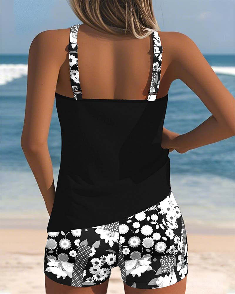 Linda - Printed Tankini Shorts Set