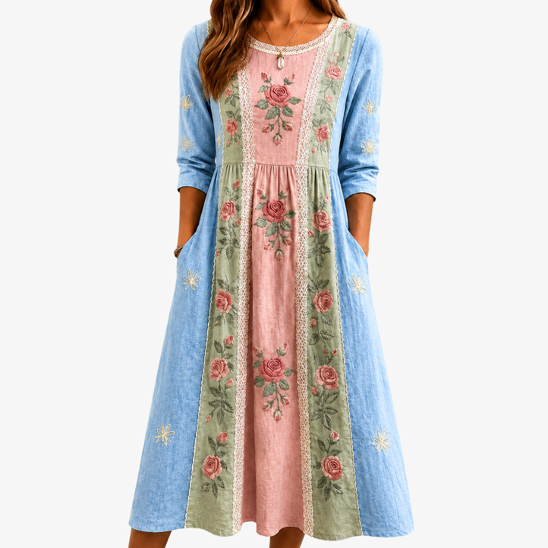Dolores - Vintage Rose Midi Dress