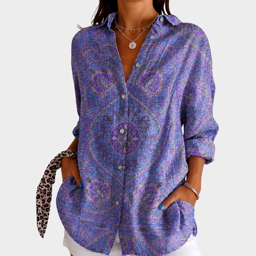 Marilyn - Lavender Mosaic Blouse