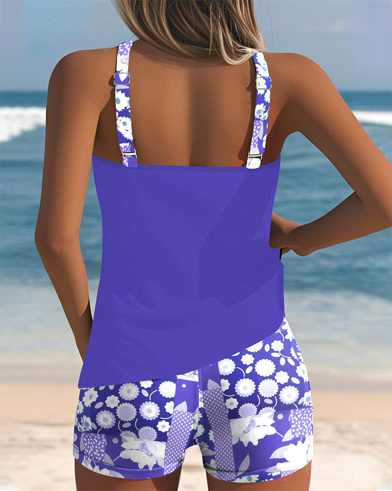 Clara - Floral Trim Swim Set