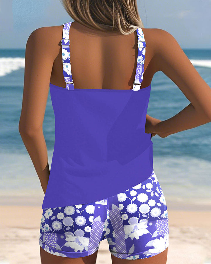 Clara - Floral Trim Swim Set