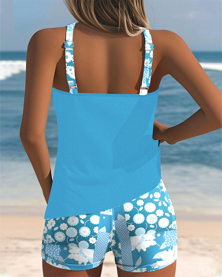 Clara - Floral Trim Swim Set