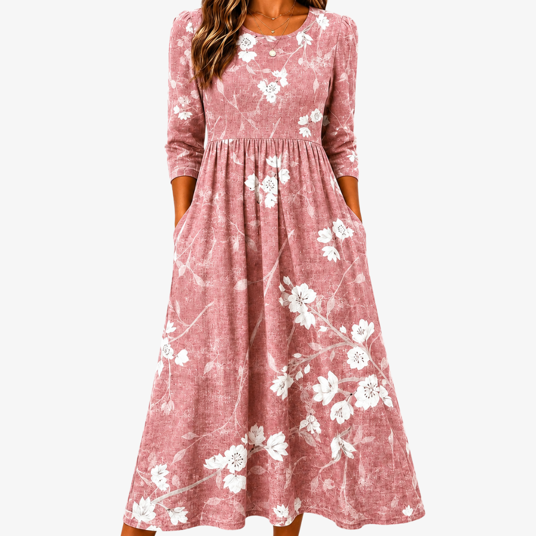 Shirley - Delicate Bloom Midi Dress