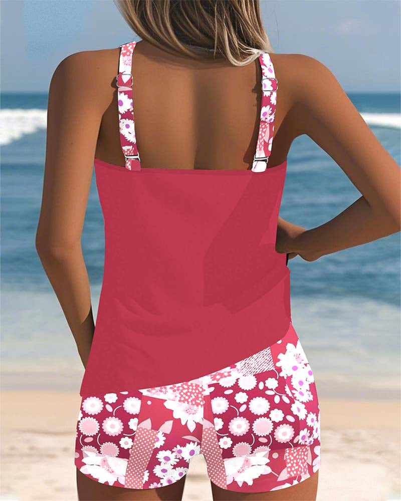 Clara - Floral Trim Swim Set