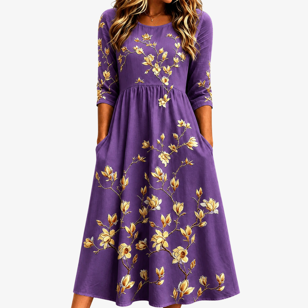 Faye - Floral Pocket Midi Dress