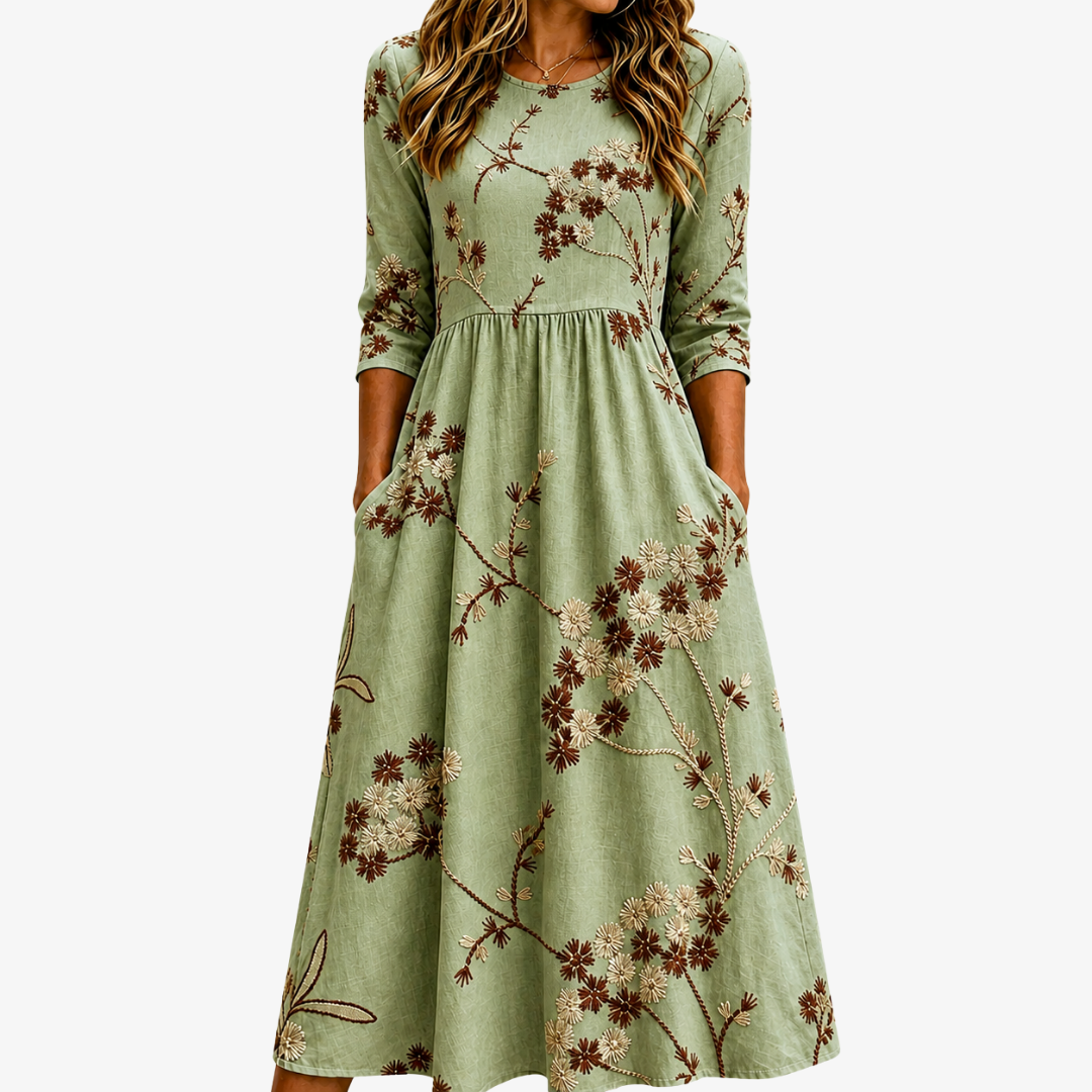 Hazel - Embroidered Floral Dress