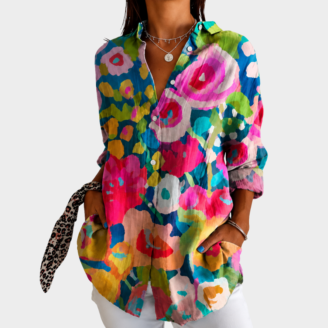 Marsha - Painted Flower Shirt