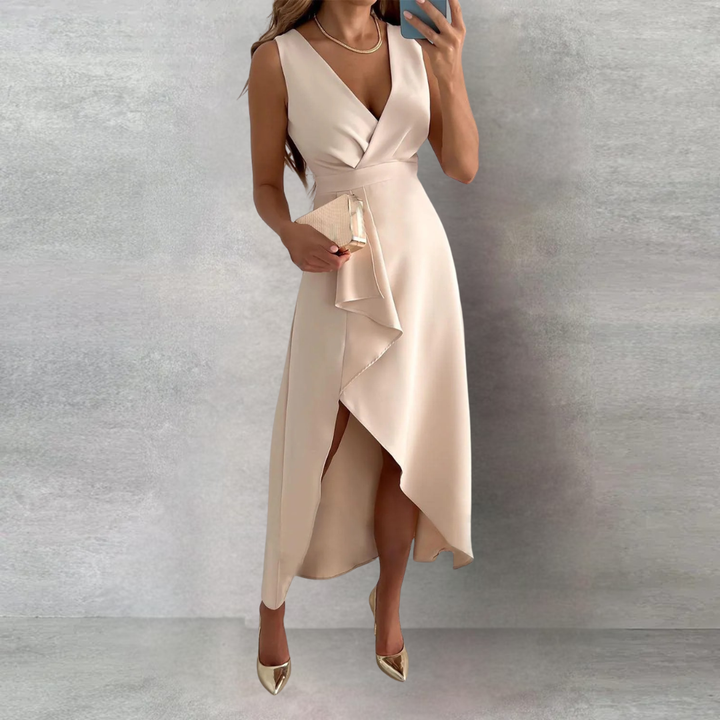 Wilma - Refined V Neck Midi Dress