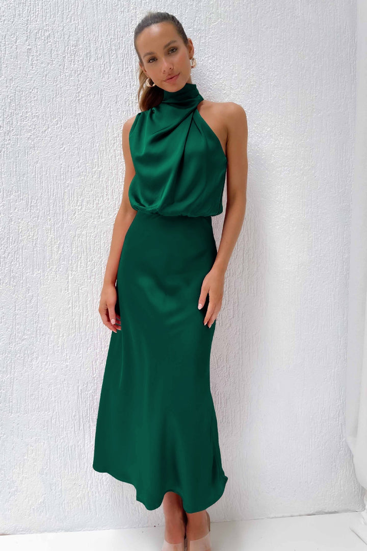 Camila - Elegant Halter Midi Dress