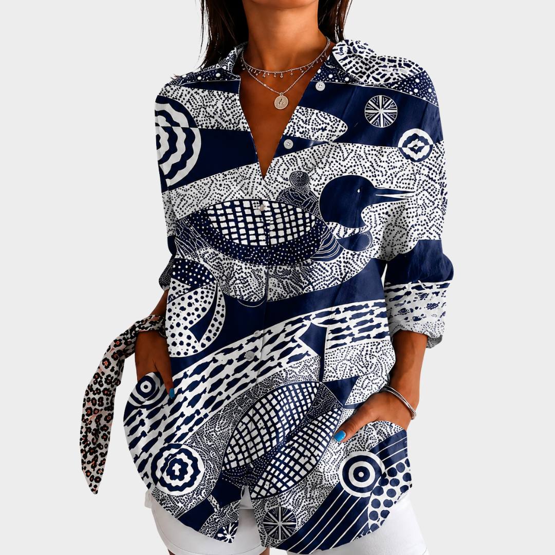 Gail - Abstract Ocean Blouse