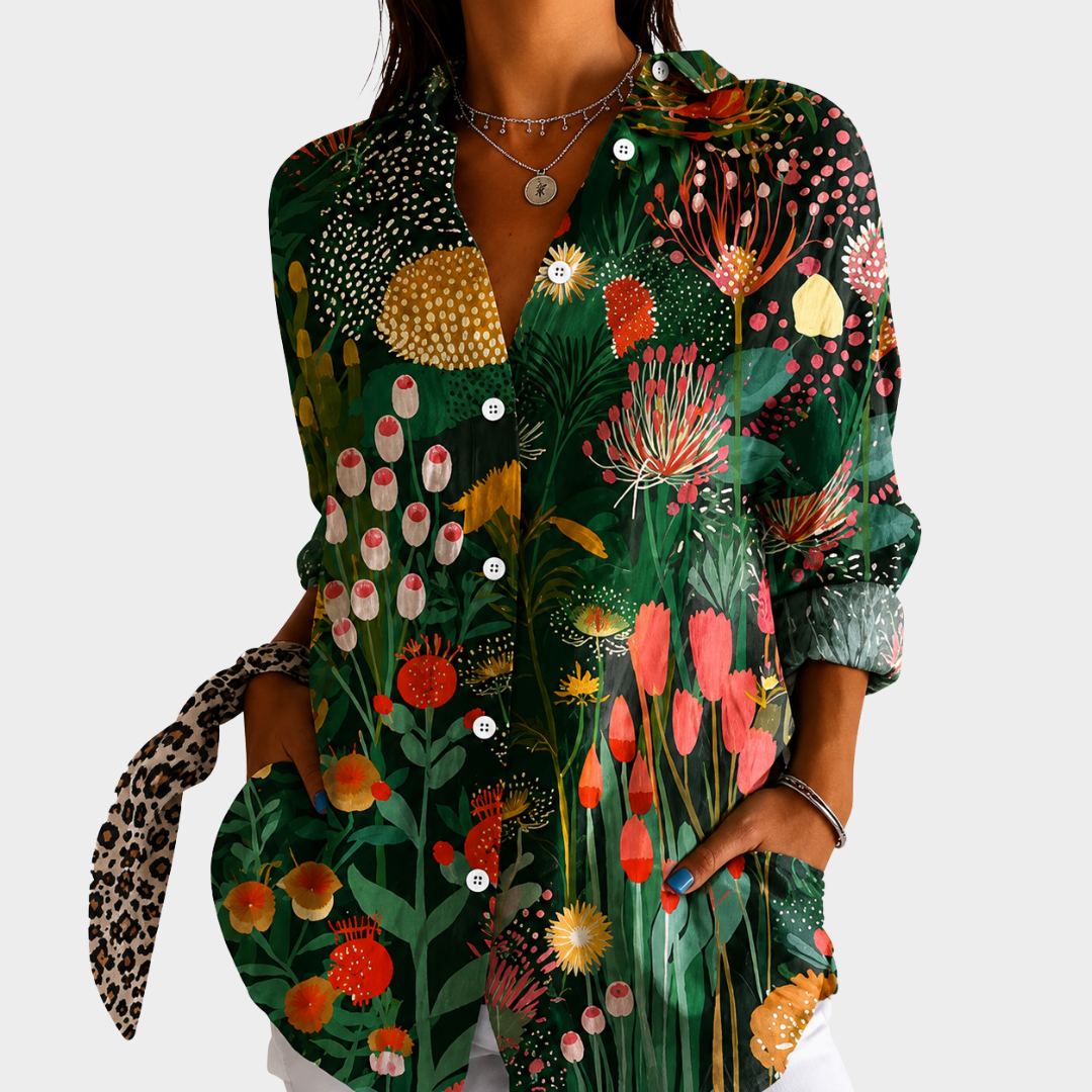 Carolyn - Midnight Garden Blouse