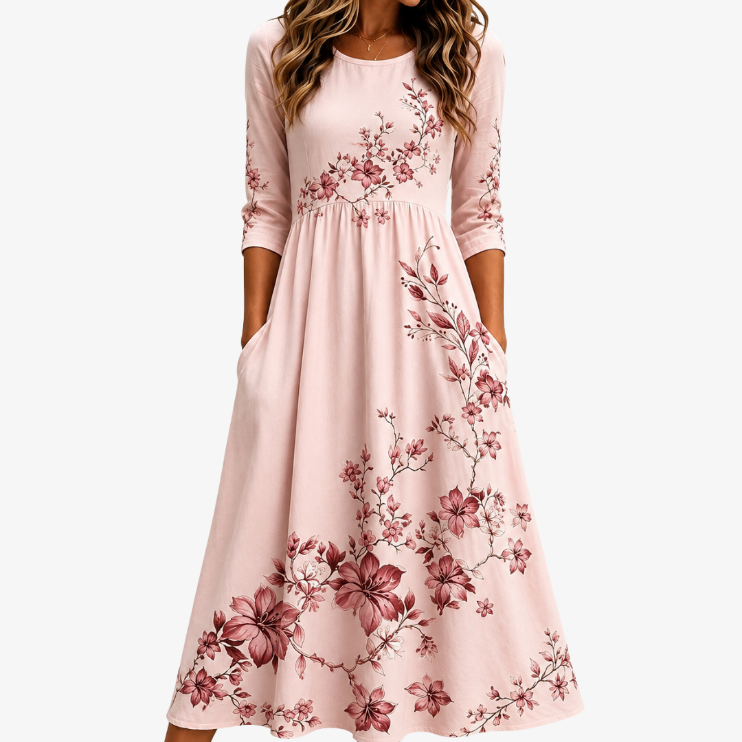 Edna - Romantic Floral Midi Dress