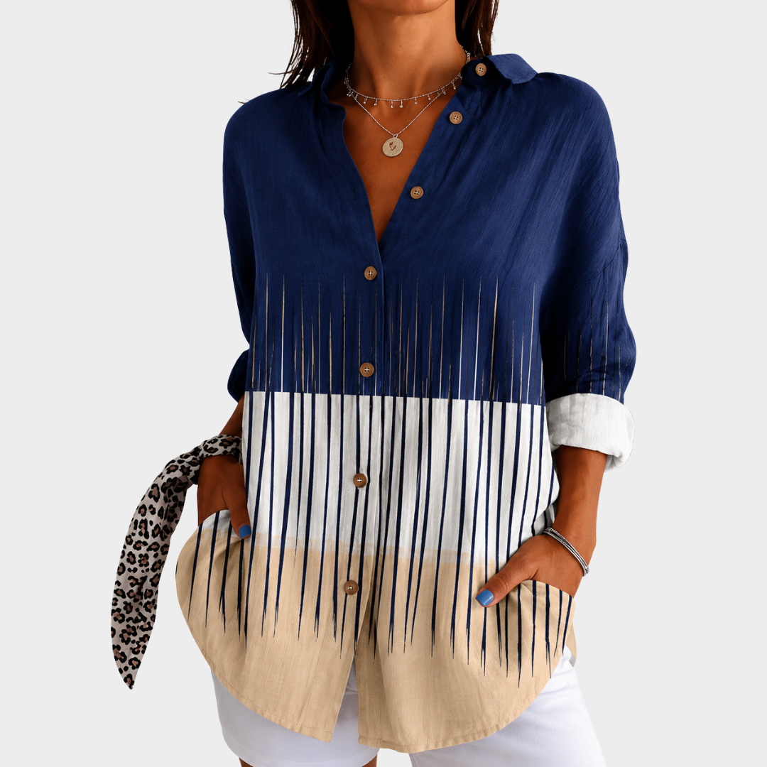 Nancy - Coastal Button-Up Blouse