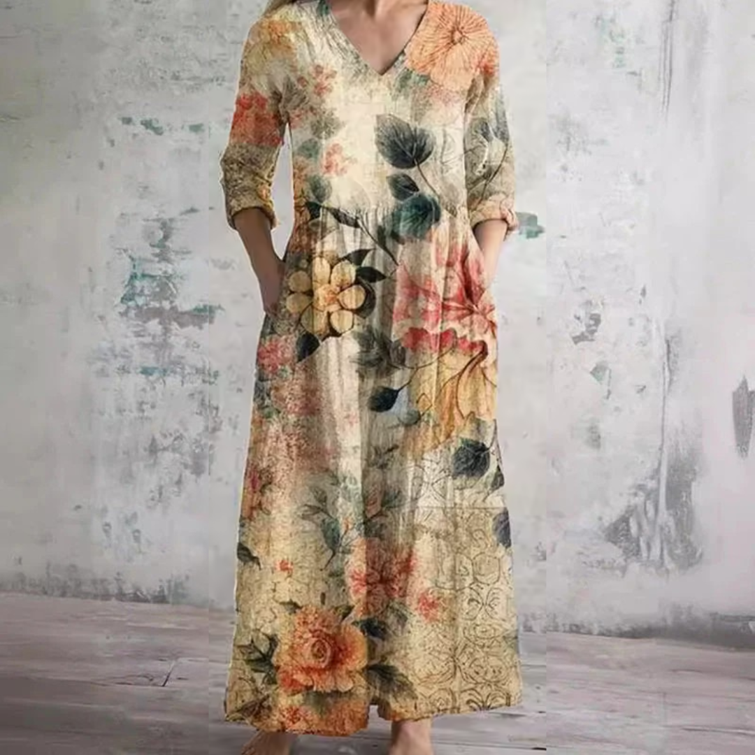 Denise - Artistic Floral Maxi Dress