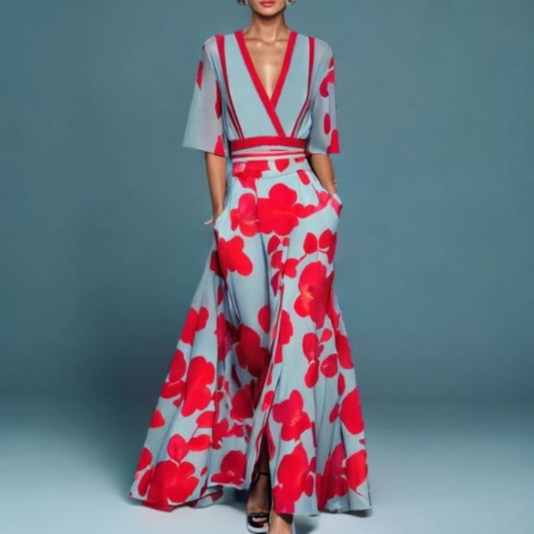 Eliana - Floral V Neck Maxi Dress