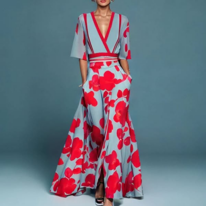 Eliana - Floral V Neck Maxi Dress