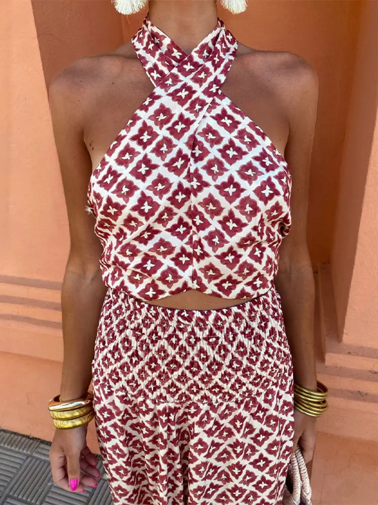 Lorraine - Halter Crop Top Set
