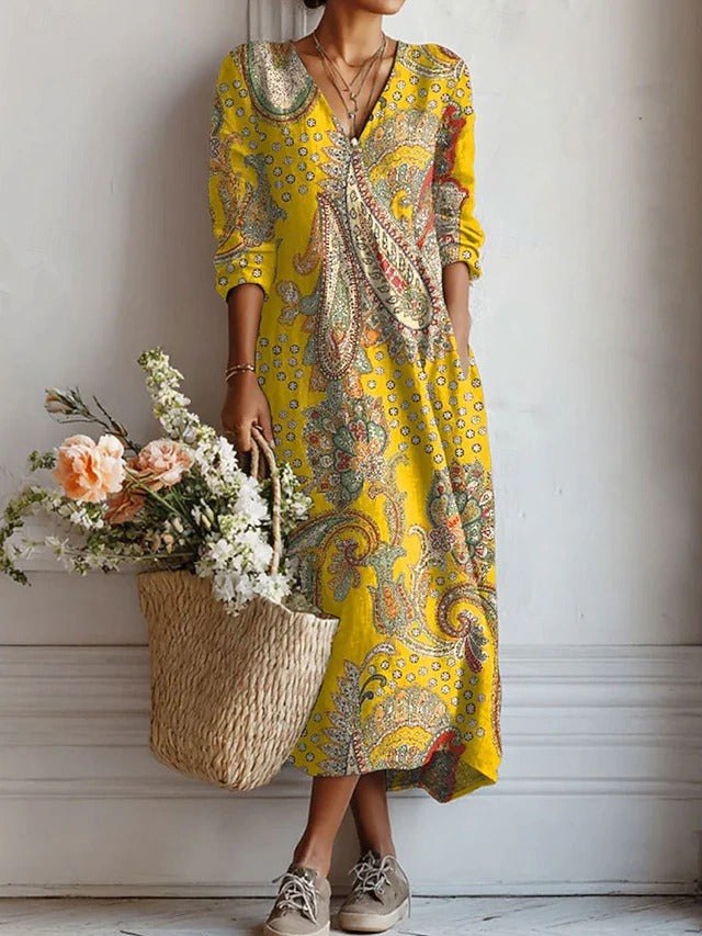 Karla - Elegant Paisley Midi Dress