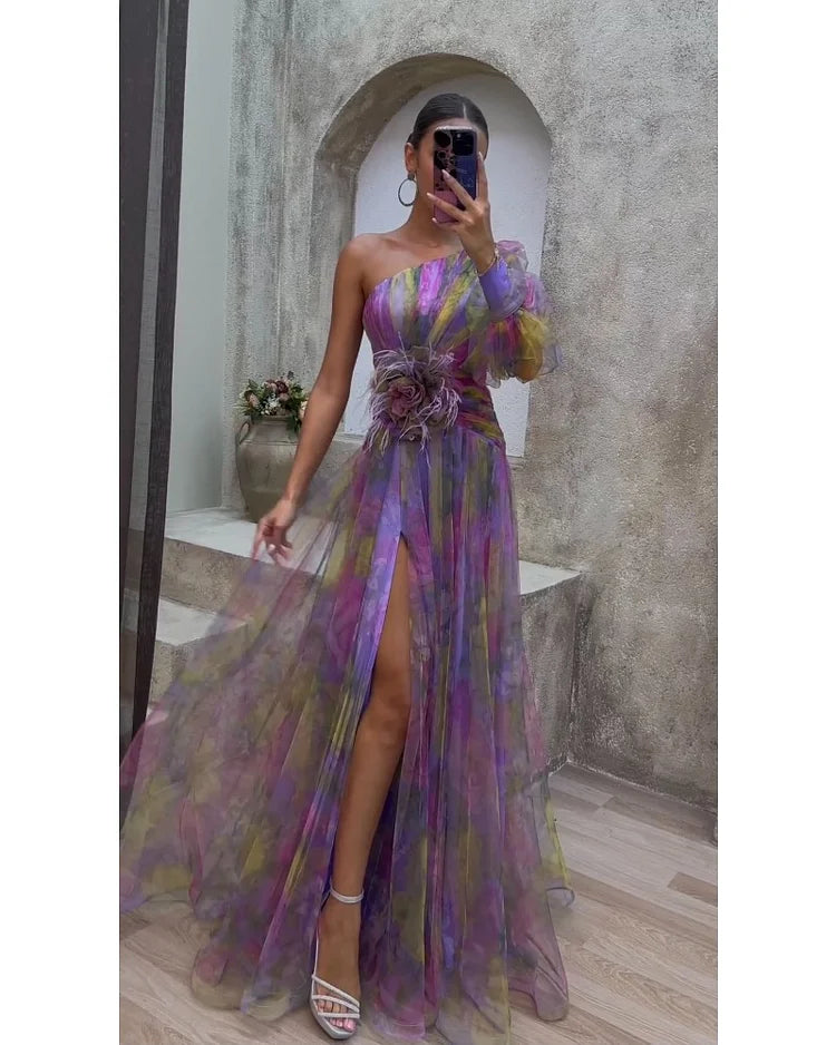 Priscilla - Graceful Slit Evening Dress