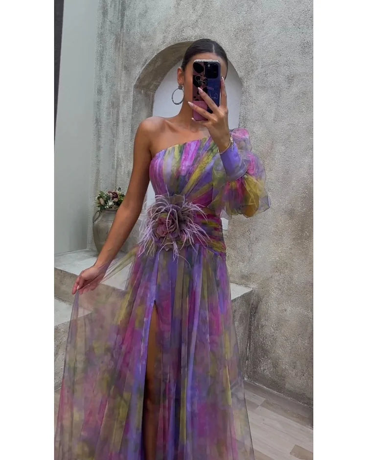 Priscilla - Graceful Slit Evening Dress