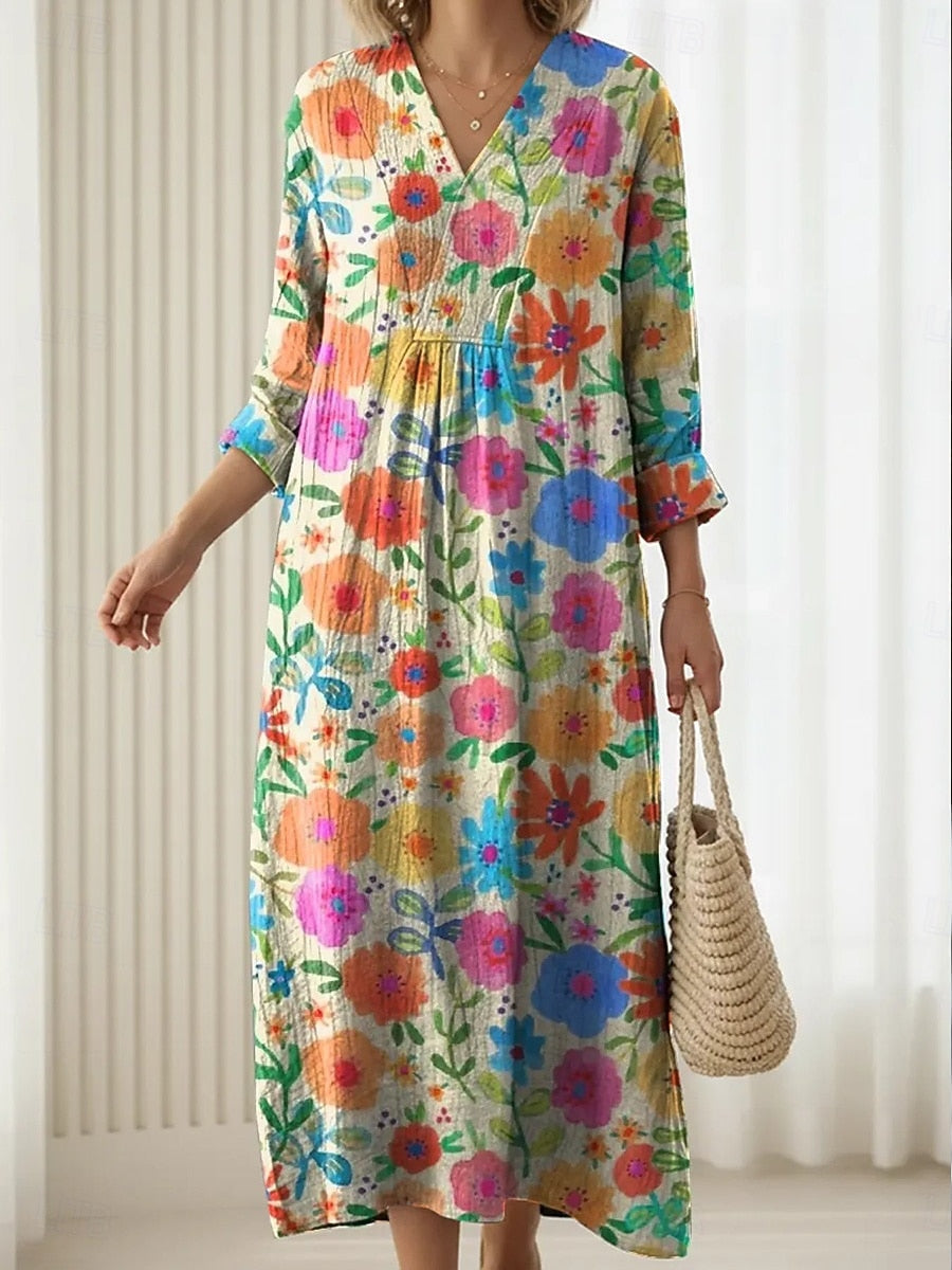 Michele - Graceful Floral Midi Dress