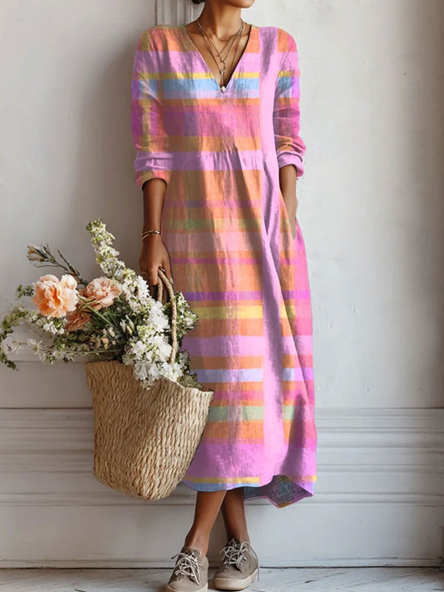 Shine - Comfort Colorblock Stripe Midi Dress