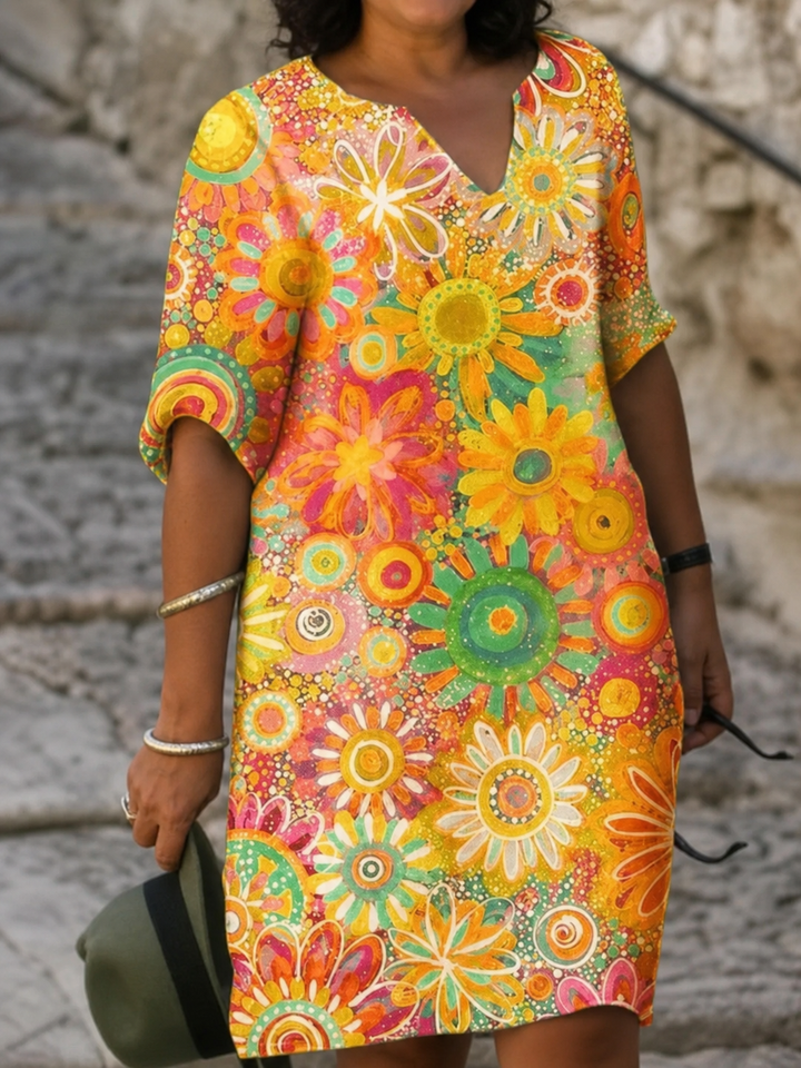 Gloria - Artistic Floral Midi Dress
